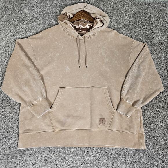 Nike Jordan Flight Fleece Hoodie Womens Medium Brown Stonewash Pullover Casual - Picture 1 of 13